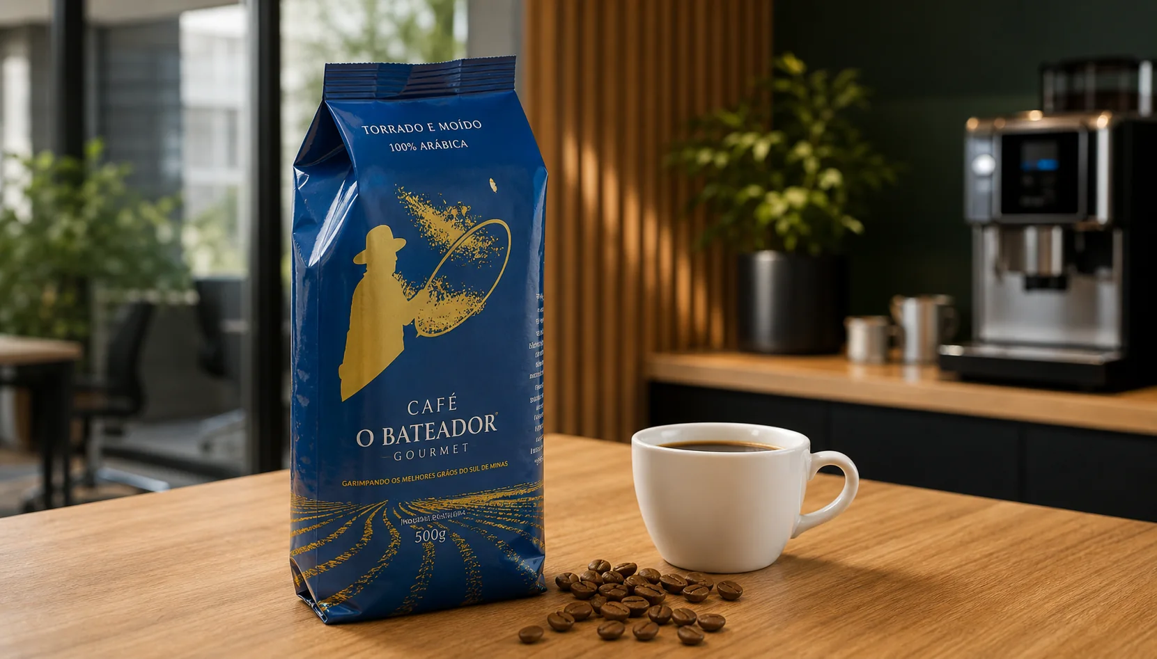 Café O Bateador Gourmet em ambiente corporativo